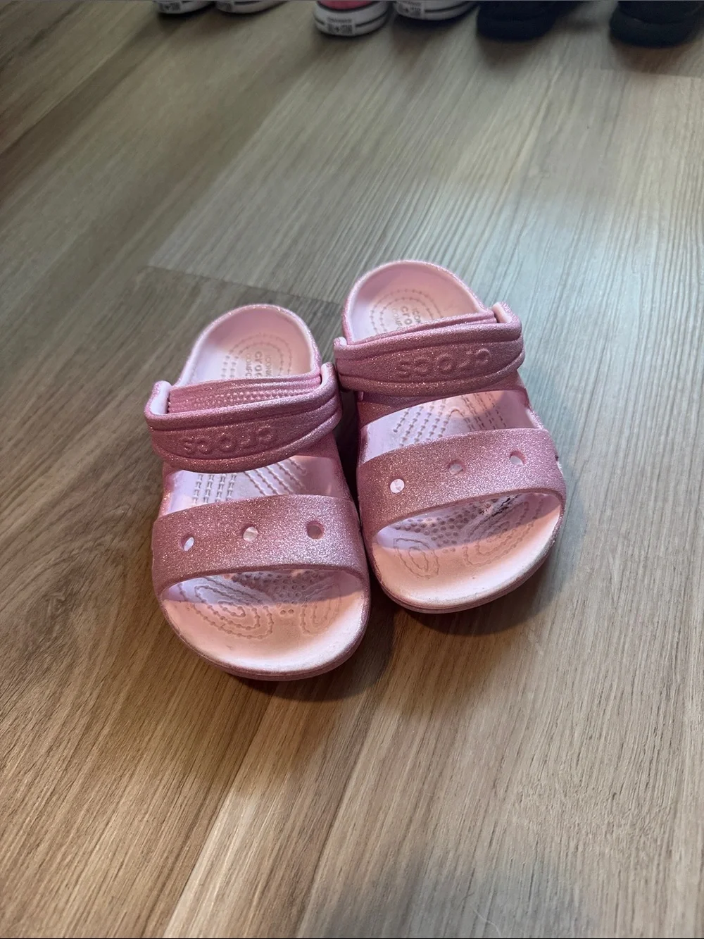 CROCS Kids Pink Glitter Strap Sandals